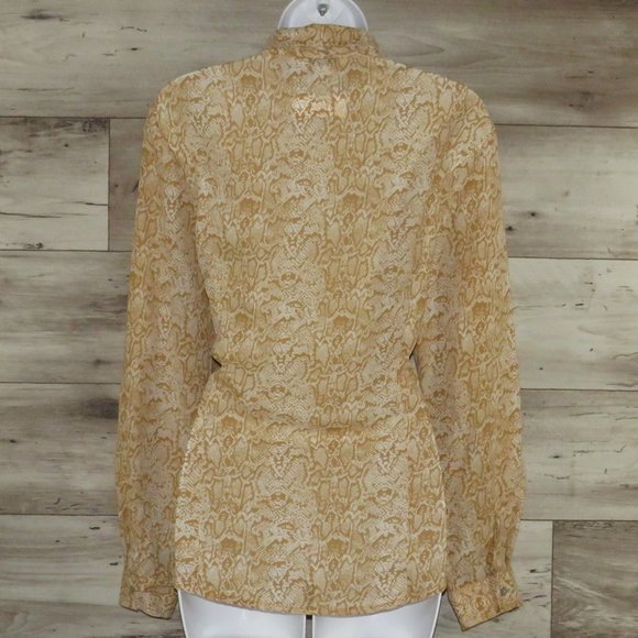 Donizetti* Women's Long Sleeve Button Down Curved Hem Snake Print Blouse~Size 14 - Picture 2 of 9